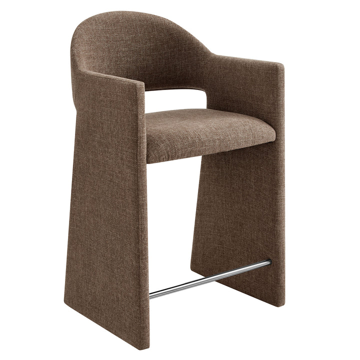 Talia 37 Inch Upholstered Fabric Counter Stool in Mocha