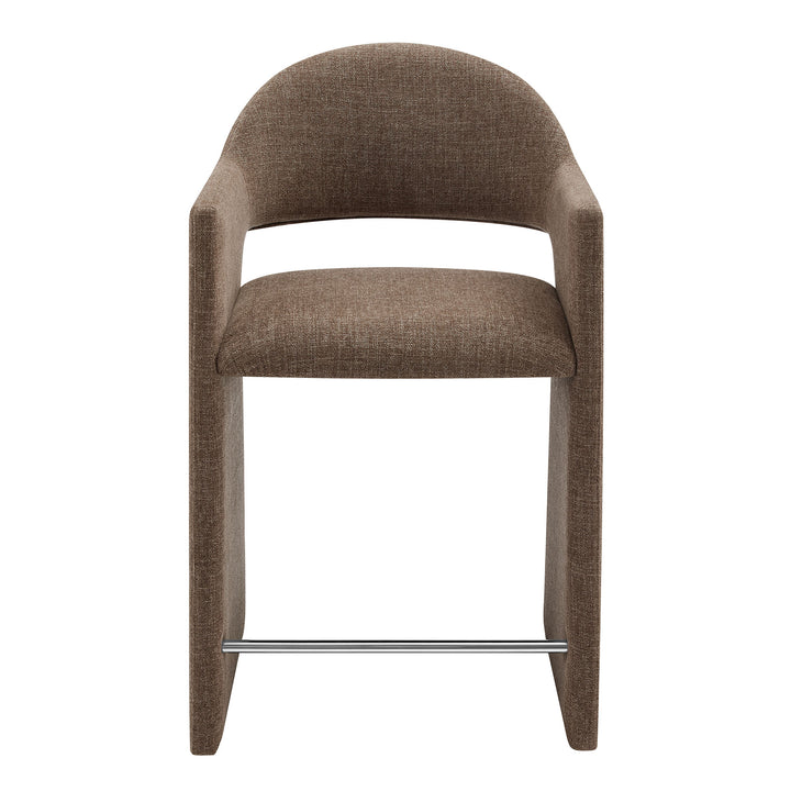 Talia 37 Inch Upholstered Fabric Counter Stool in Mocha