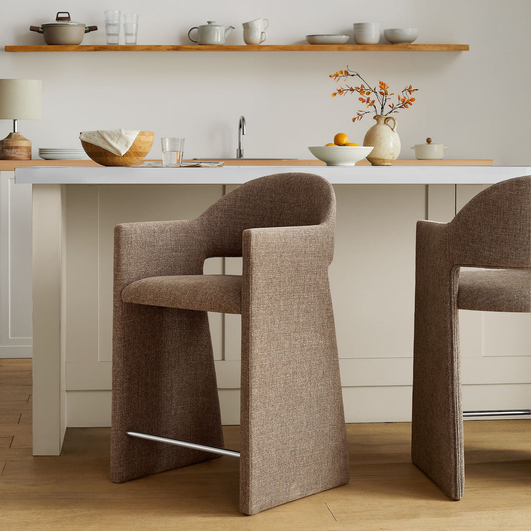 Talia 37 Inch Upholstered Fabric Counter Stool in Mocha