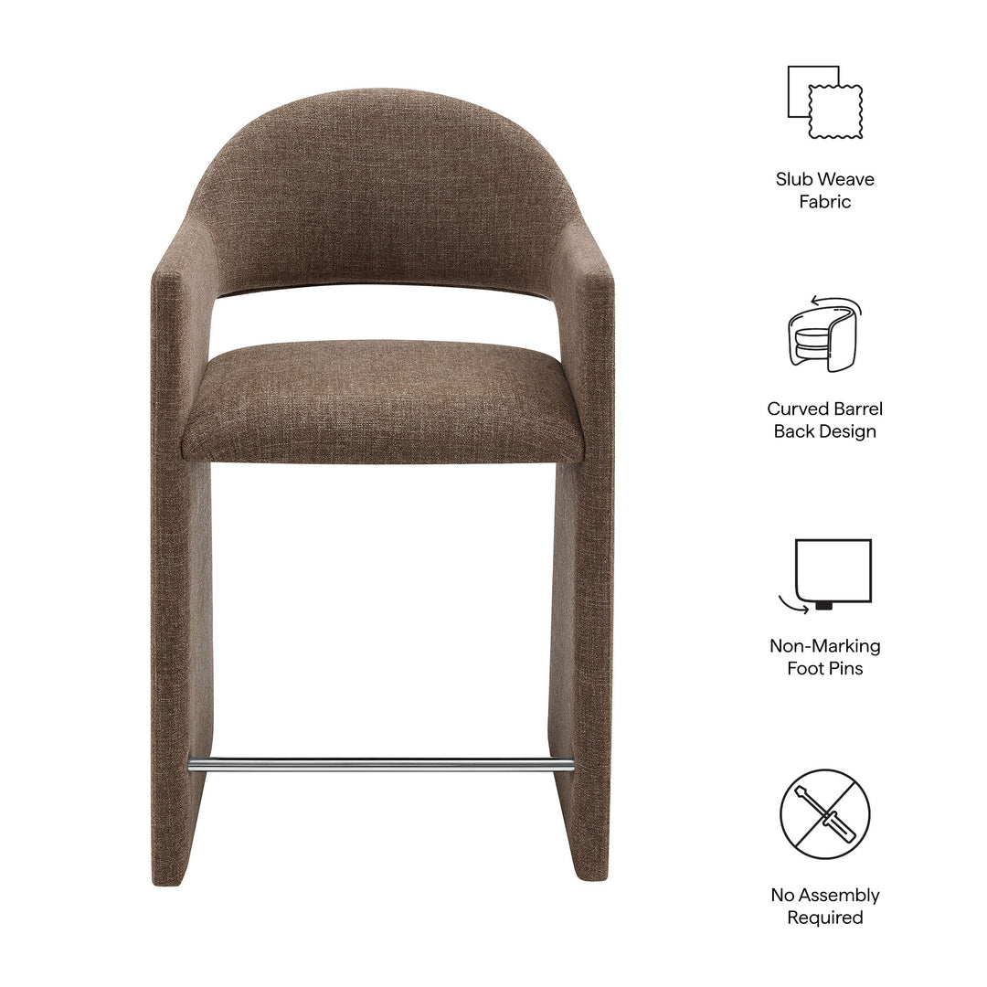 Talia 37 Inch Upholstered Fabric Counter Stool in Mocha