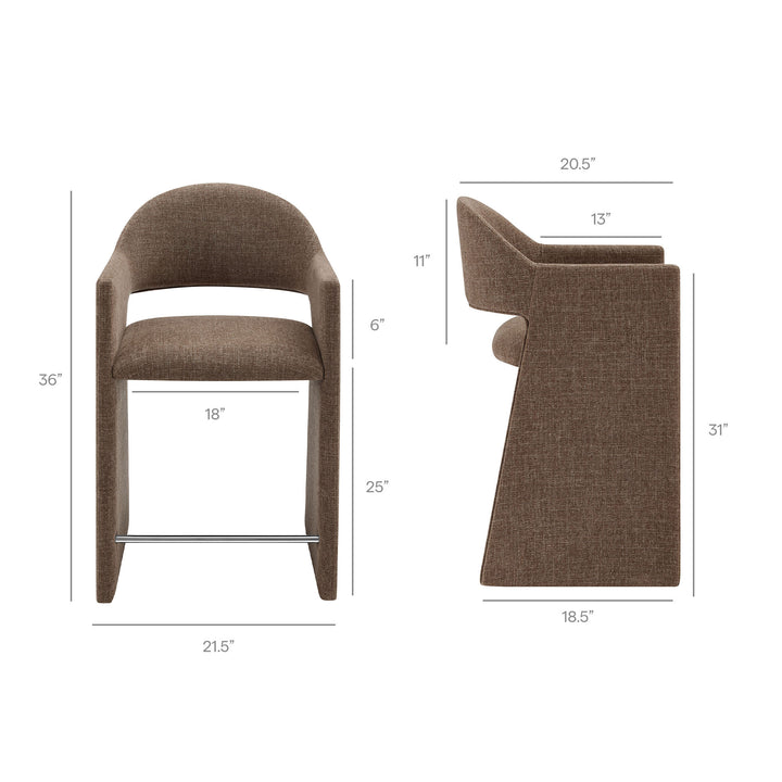 Talia 37 Inch Upholstered Fabric Counter Stool in Mocha