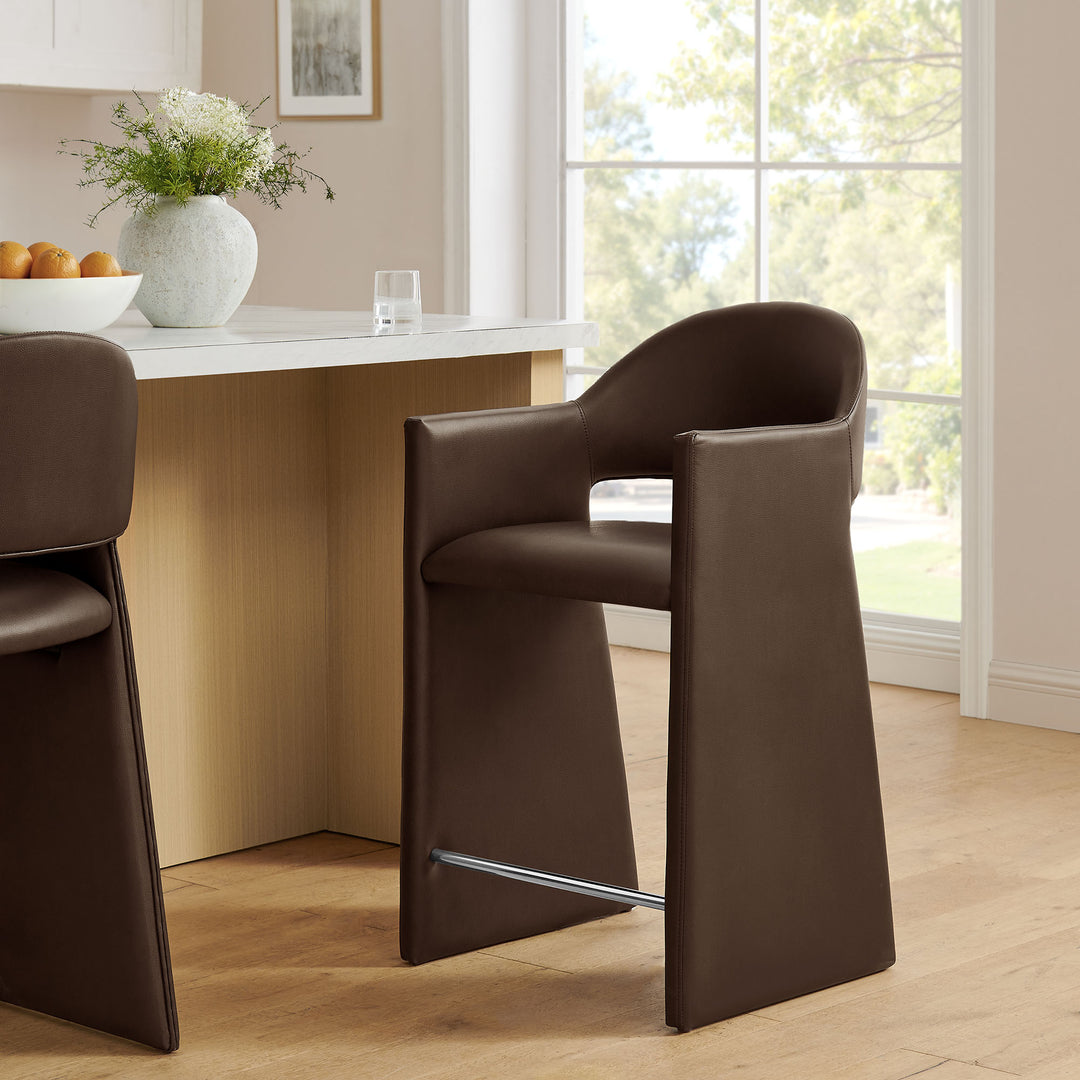 Talia 37 Inch Vegan Leather Counter Stool in Espresso