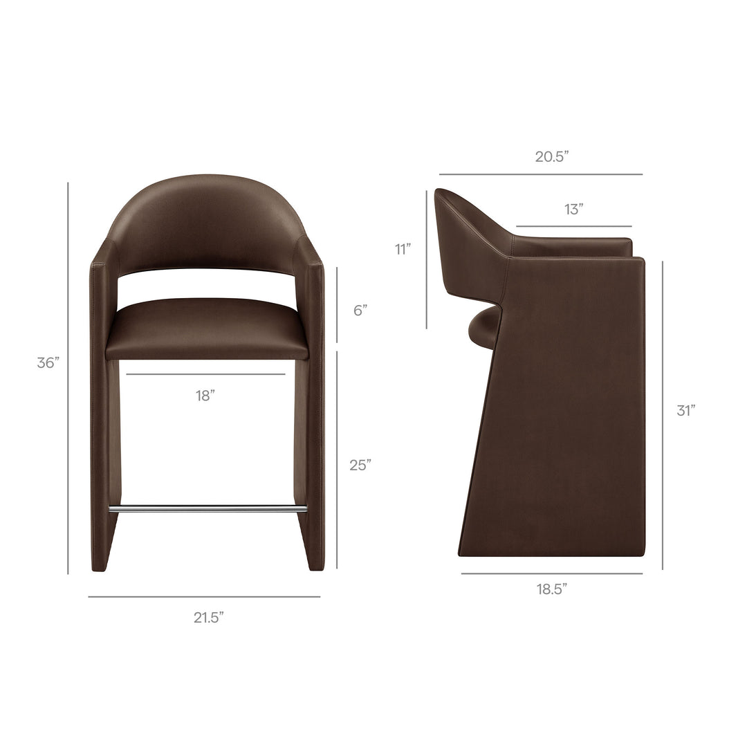 Talia 37 Inch Vegan Leather Counter Stool in Espresso