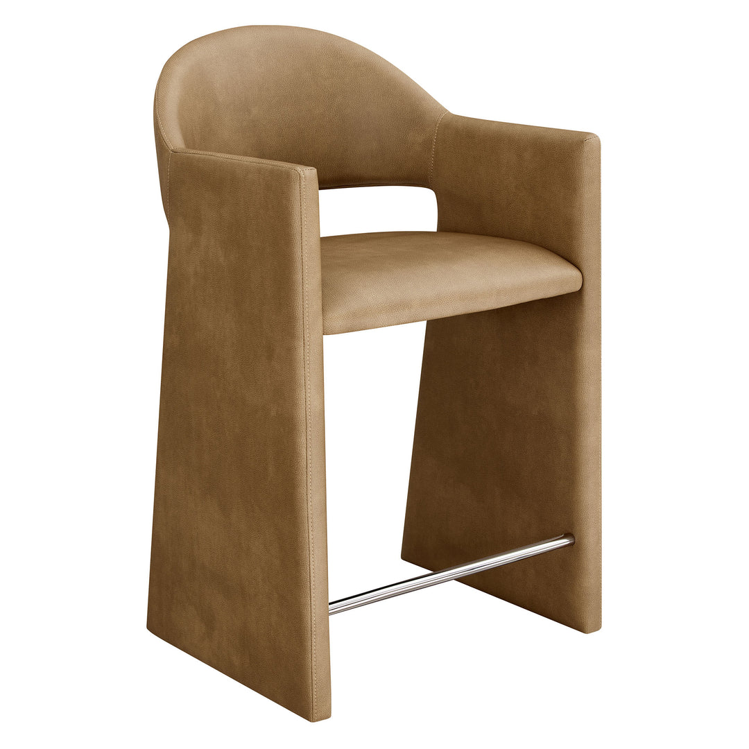 Talia 37 Inch Vegan Leather Counter Stool in Toast