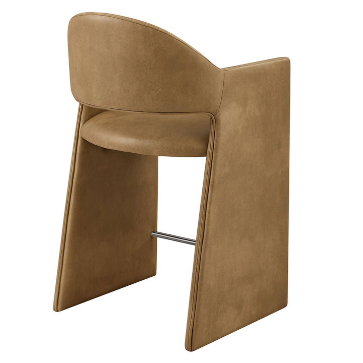 Talia 37 Inch Vegan Leather Counter Stool in Toast