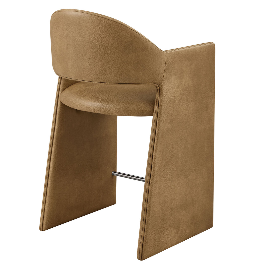 Talia 37 Inch Vegan Leather Counter Stool in Toast