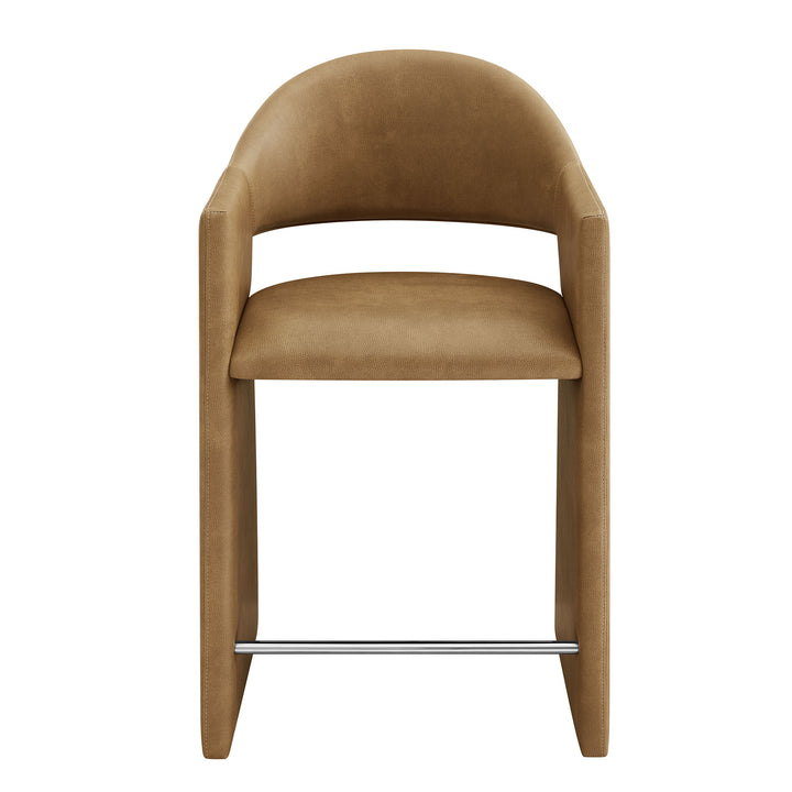 Talia 37 Inch Vegan Leather Counter Stool in Toast