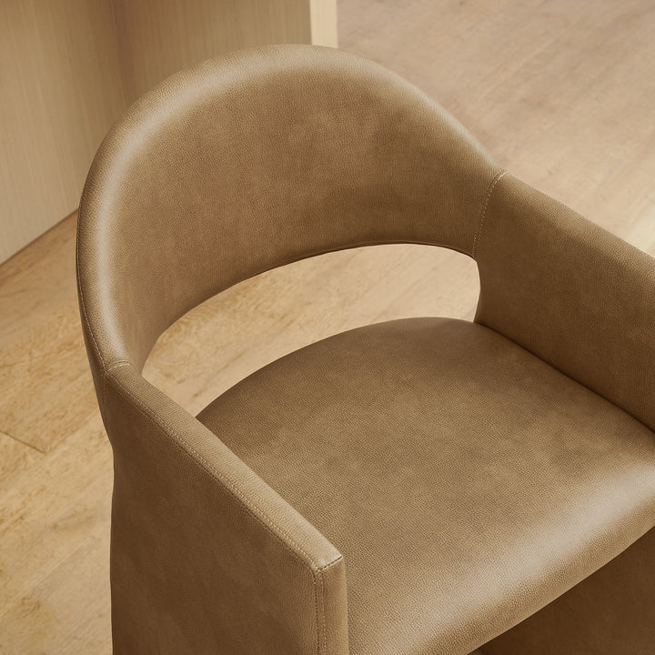 Talia 37 Inch Vegan Leather Counter Stool in Toast