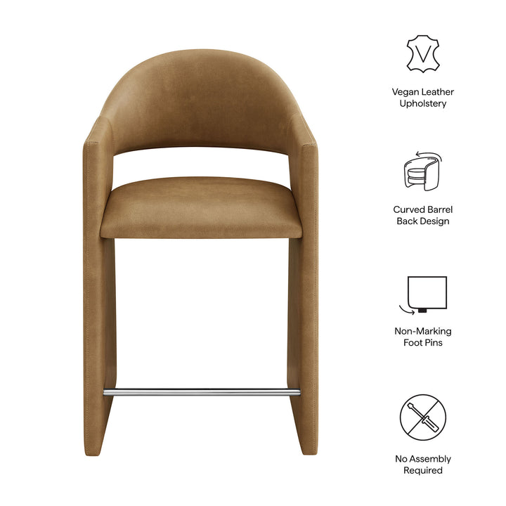 Talia 37 Inch Vegan Leather Counter Stool in Toast