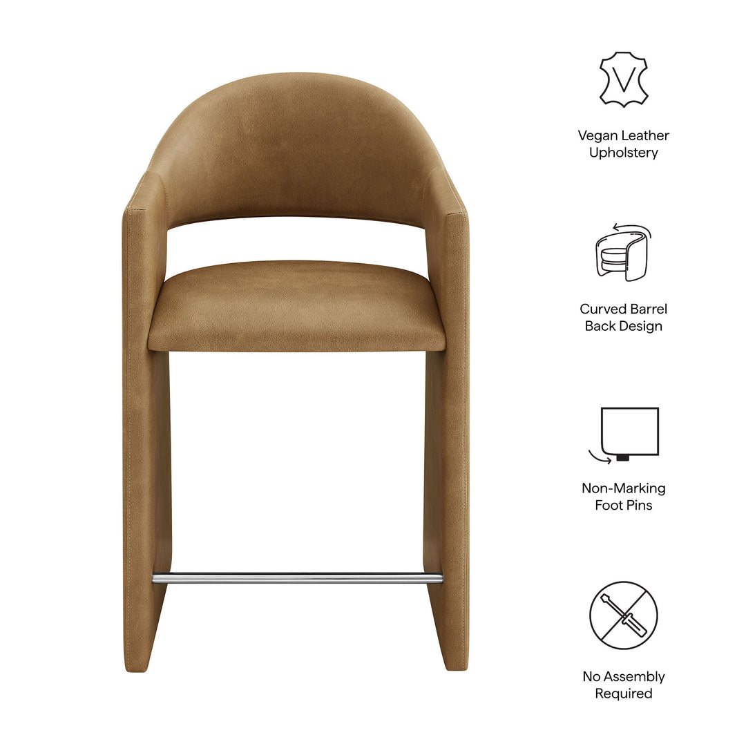 Talia 37 Inch Vegan Leather Counter Stool in Toast