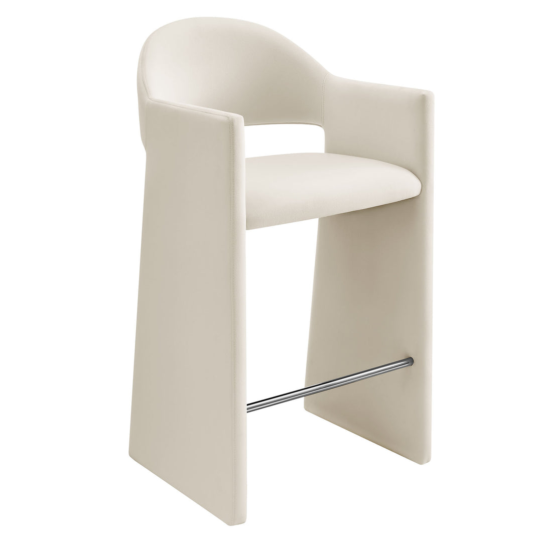 Talia 41 Inch Performance Velvet Bar Stool in Alabaster