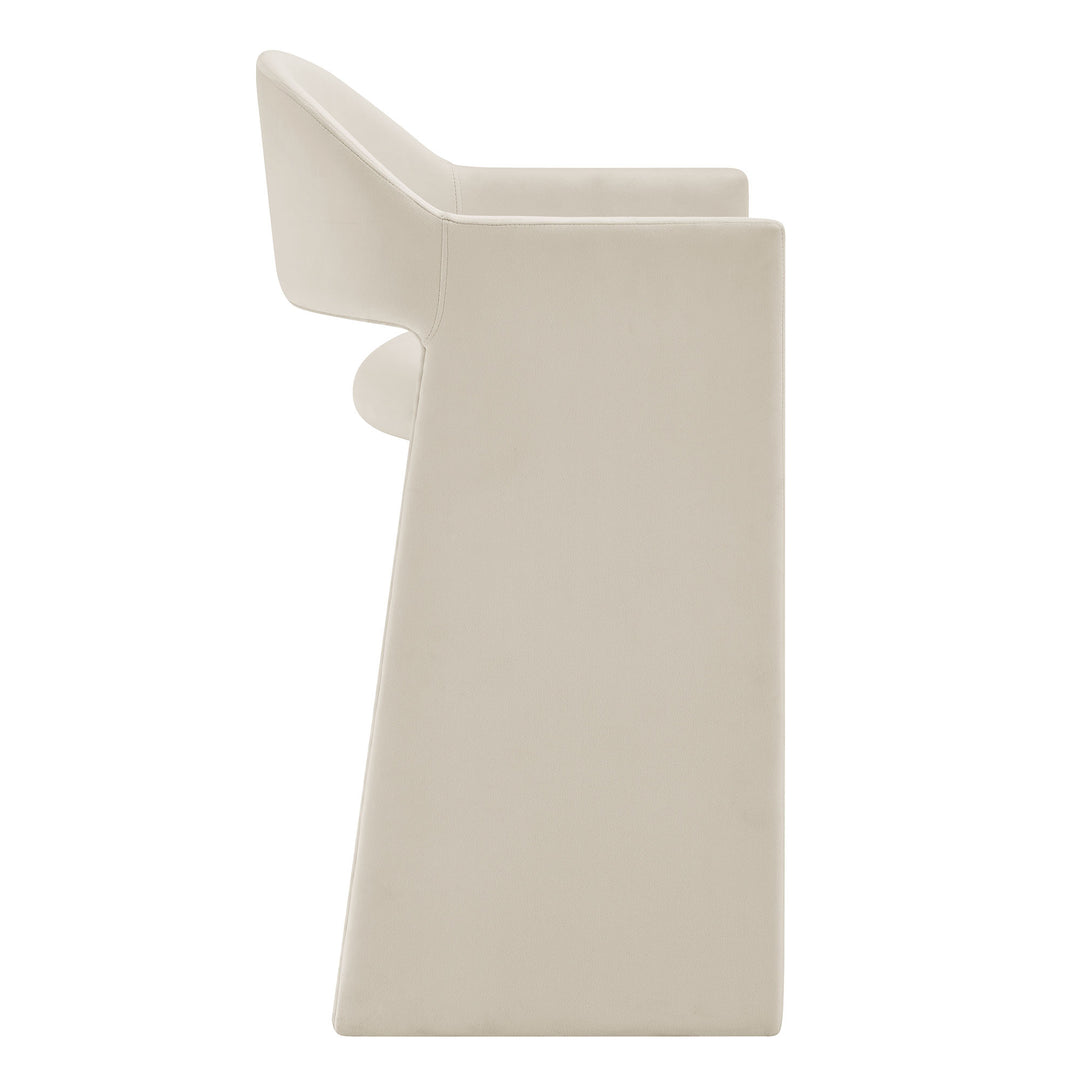 Talia 41 Inch Performance Velvet Bar Stool in Alabaster