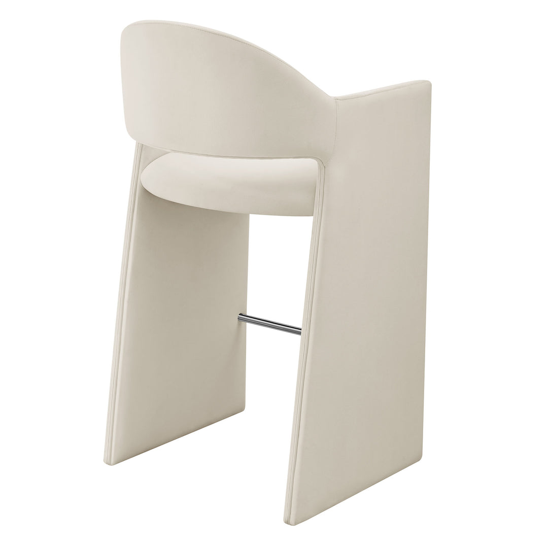 Talia 41 Inch Performance Velvet Bar Stool in Alabaster