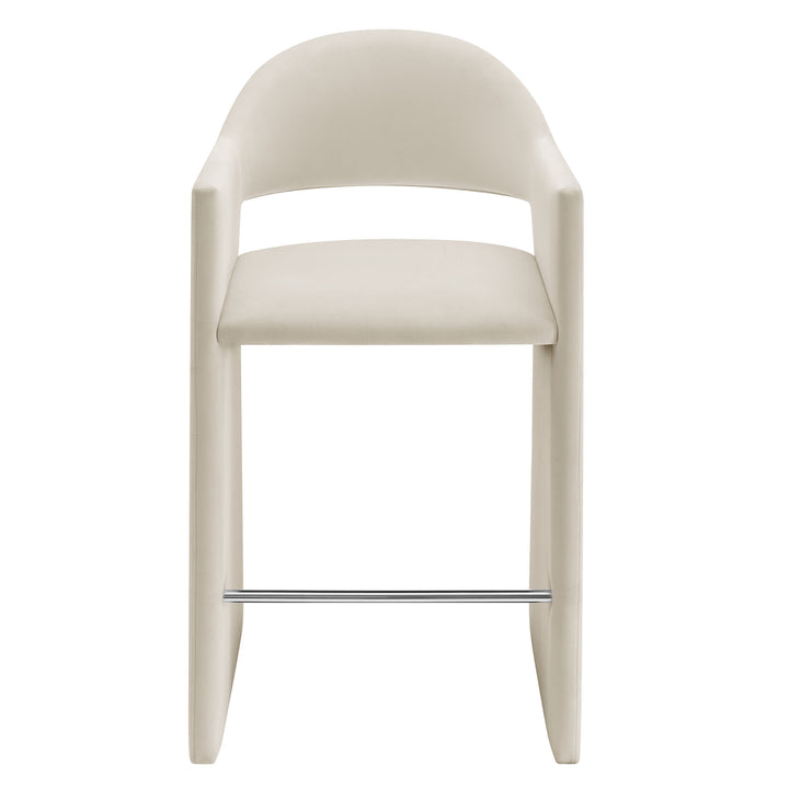 Talia 41 Inch Performance Velvet Bar Stool in Alabaster