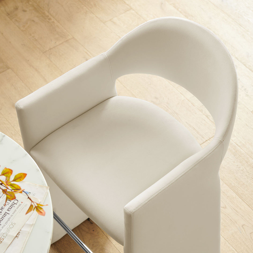 Talia 41 Inch Performance Velvet Bar Stool in Alabaster