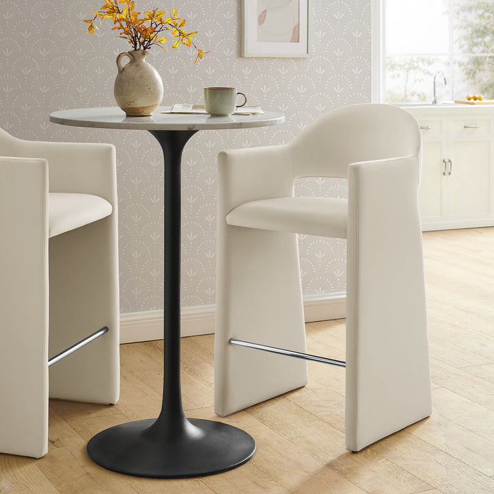 Talia 41 Inch Performance Velvet Bar Stool in Alabaster