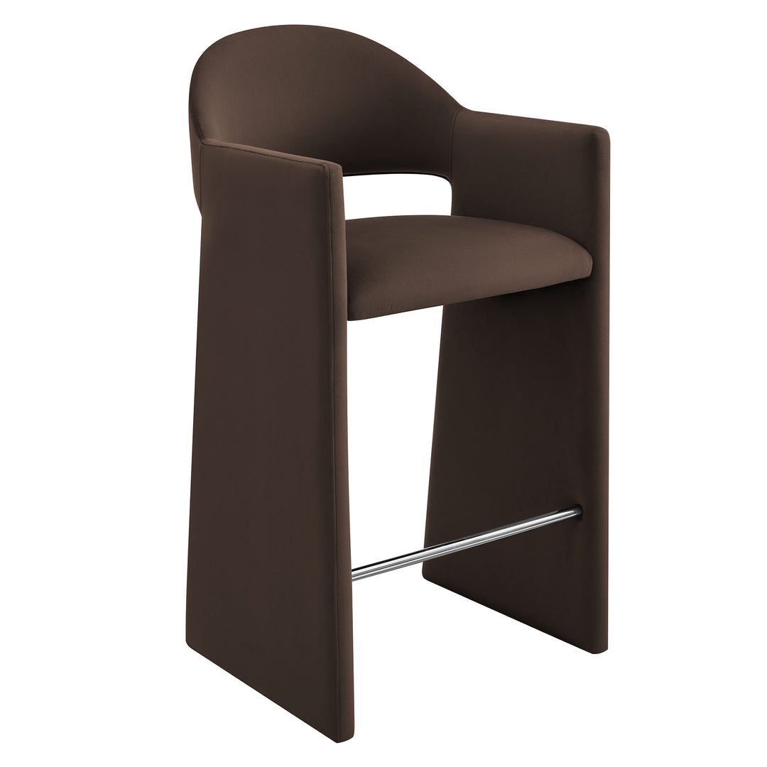 Talia 41 Inch Performance Velvet Bar Stool in Chocolate Brown