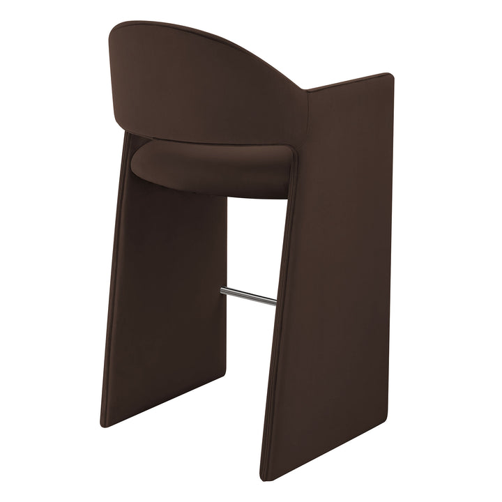 Talia 41 Inch Performance Velvet Bar Stool in Chocolate Brown