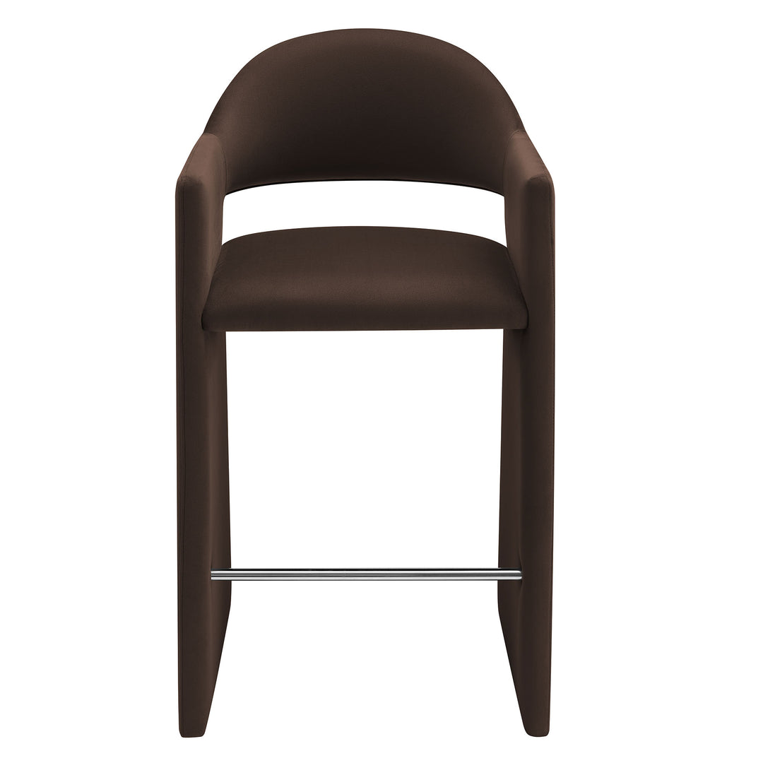 Talia 41 Inch Performance Velvet Bar Stool in Chocolate Brown