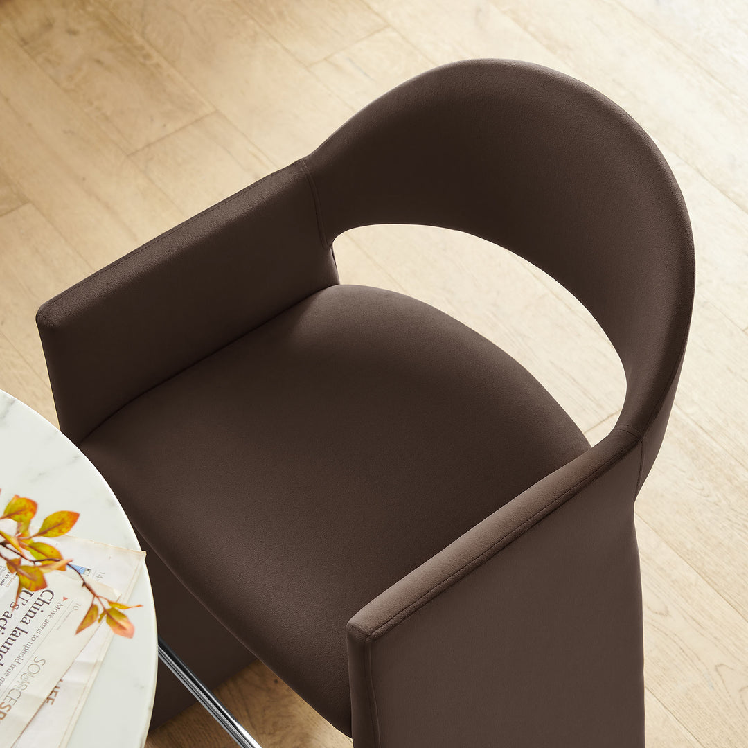 Talia 41 Inch Performance Velvet Bar Stool in Chocolate Brown