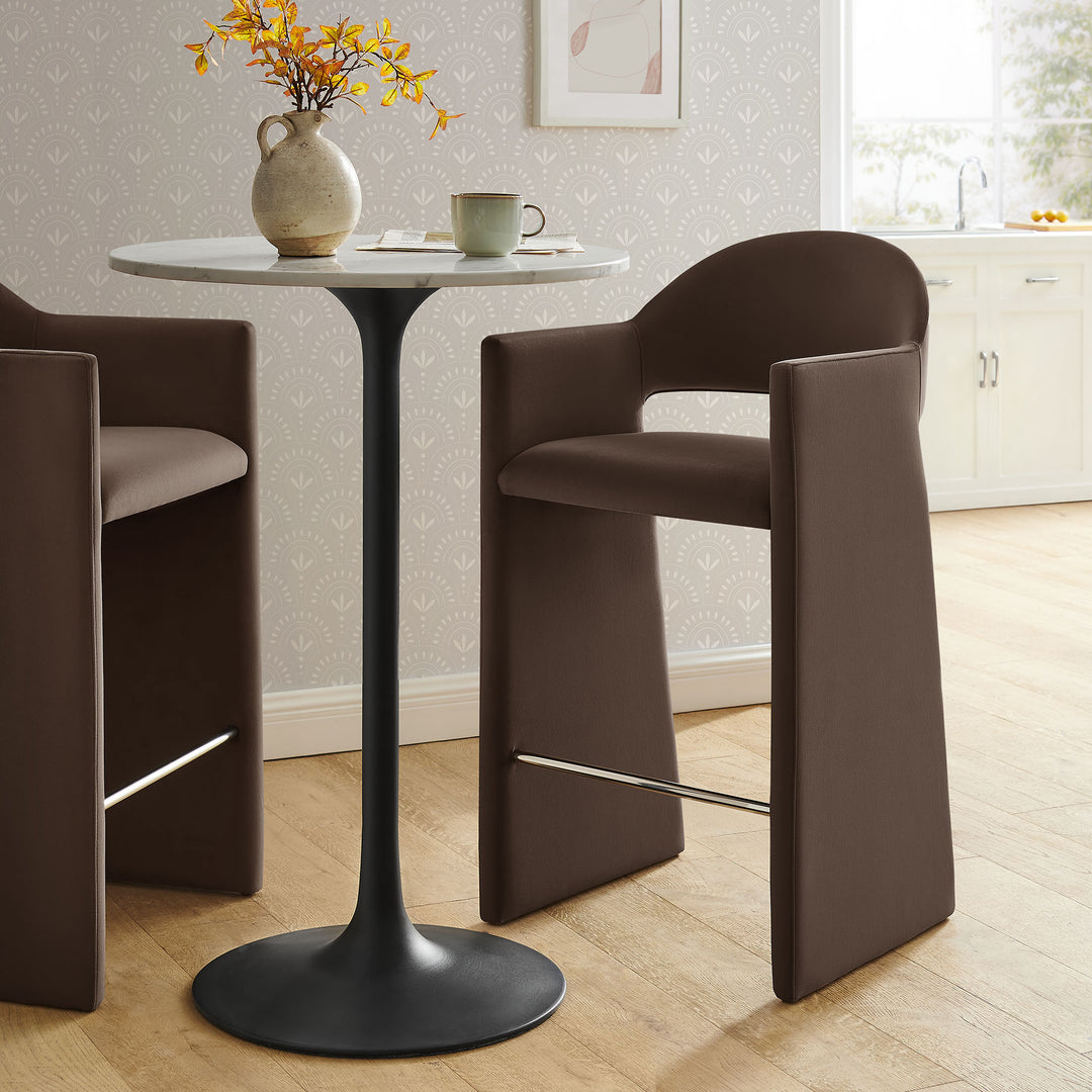 Talia 41 Inch Performance Velvet Bar Stool in Chocolate Brown