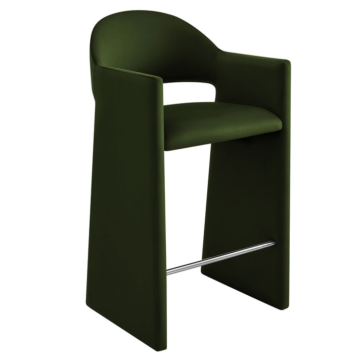 Talia 41 Inch Performance Velvet Bar Stool in Moss Green