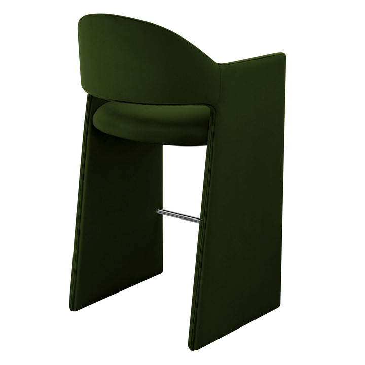 Talia 41 Inch Performance Velvet Bar Stool in Moss Green