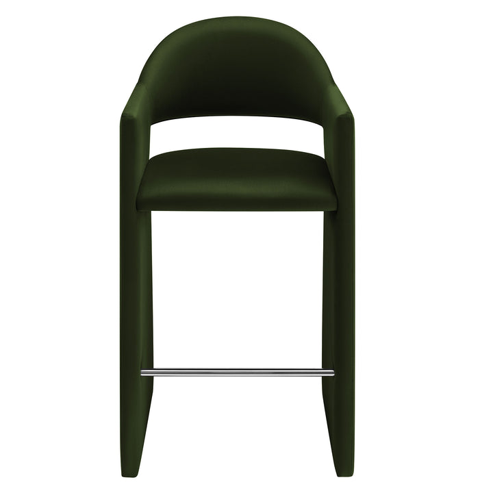 Talia 41 Inch Performance Velvet Bar Stool in Moss Green