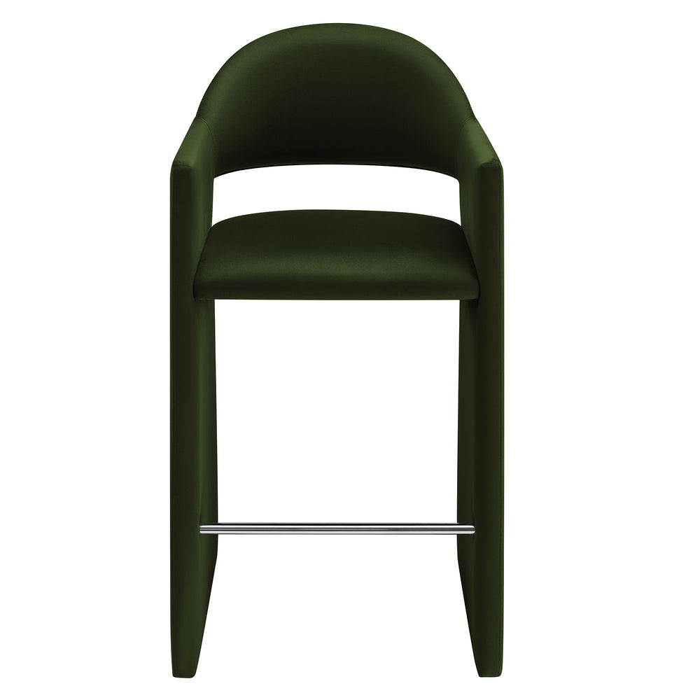 Talia 41 Inch Performance Velvet Bar Stool in Moss Green