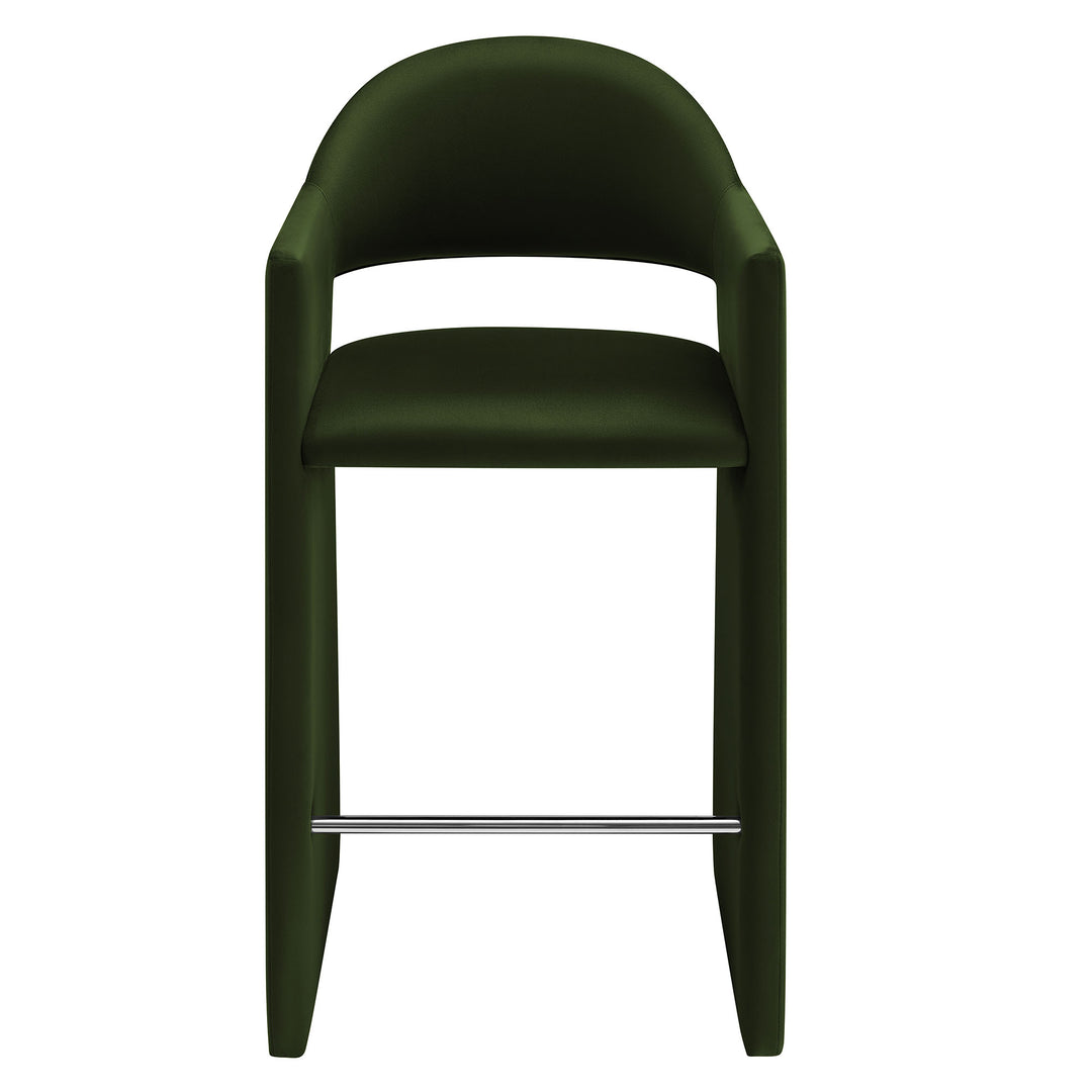 Talia 41 Inch Performance Velvet Bar Stool in Moss Green