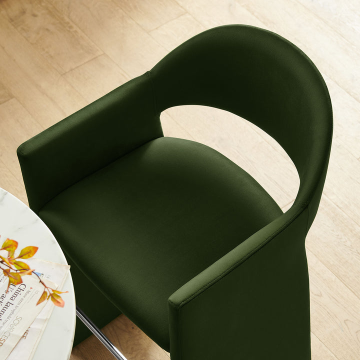 Talia 41 Inch Performance Velvet Bar Stool in Moss Green
