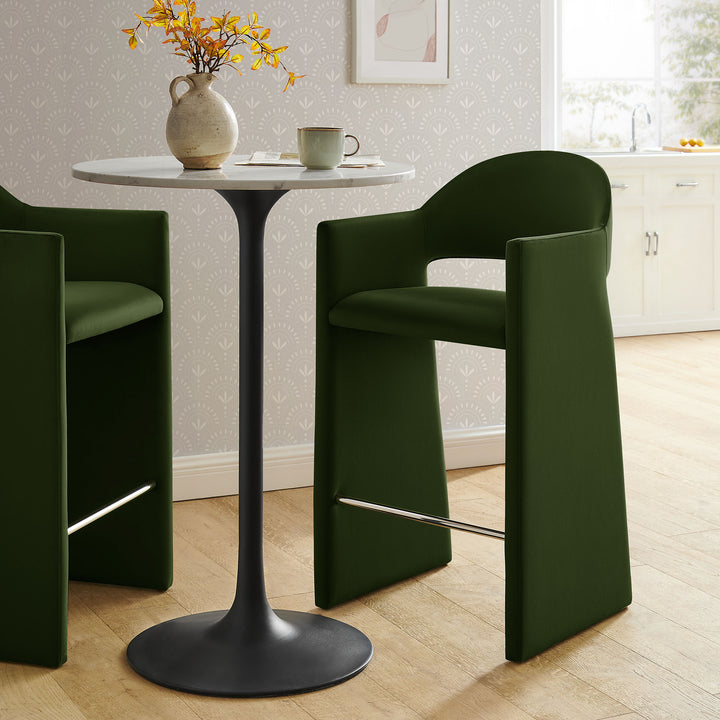 Talia 41 Inch Performance Velvet Bar Stool in Moss Green
