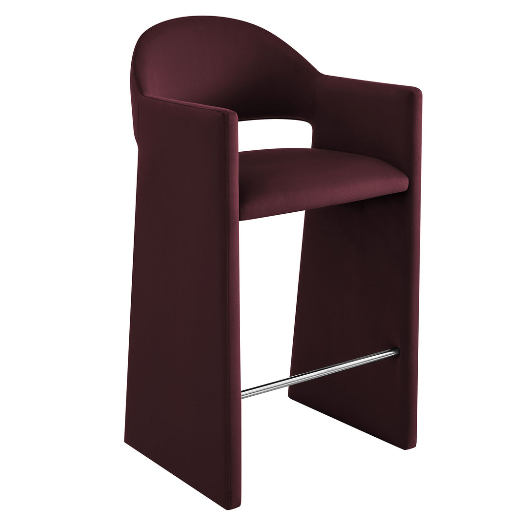 Talia 41 Inch Performance Velvet Bar Stool in Mulberry