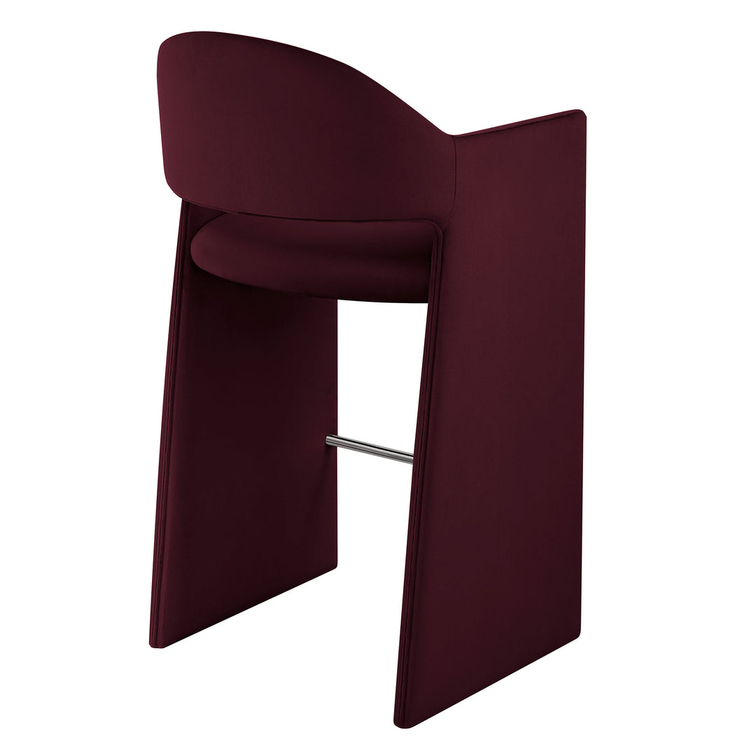 Talia 41 Inch Performance Velvet Bar Stool in Mulberry