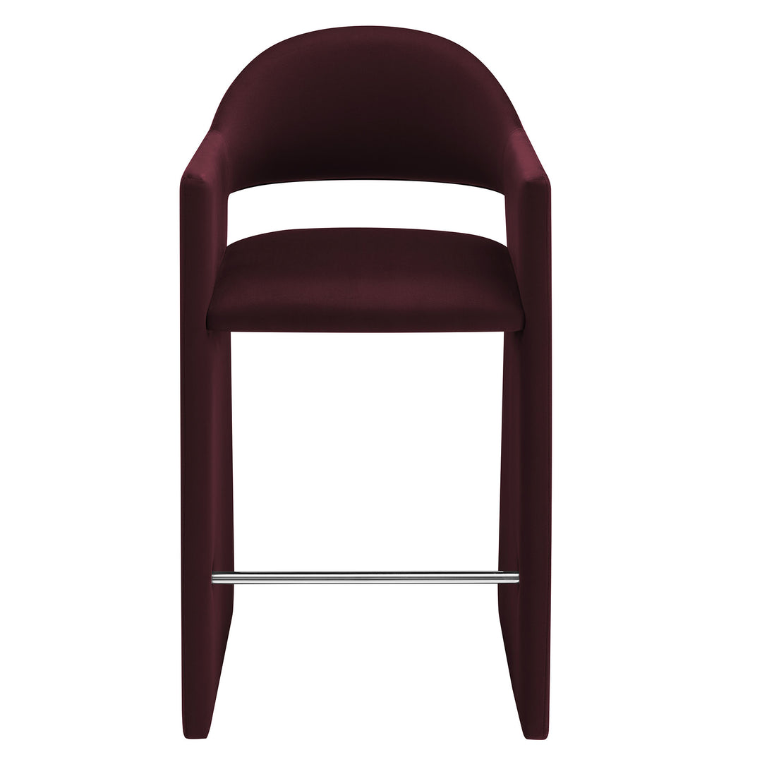 Talia 41 Inch Performance Velvet Bar Stool in Mulberry
