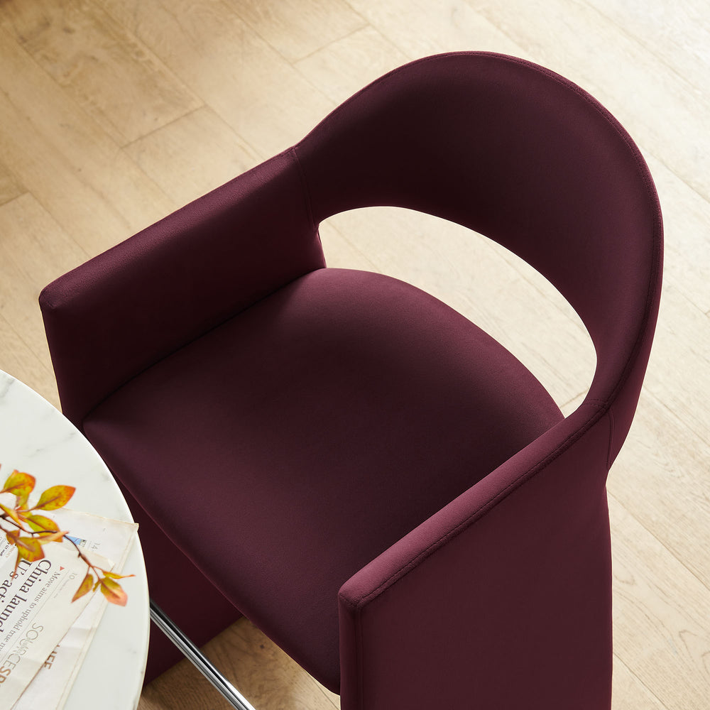 Talia 41 Inch Performance Velvet Bar Stool in Mulberry