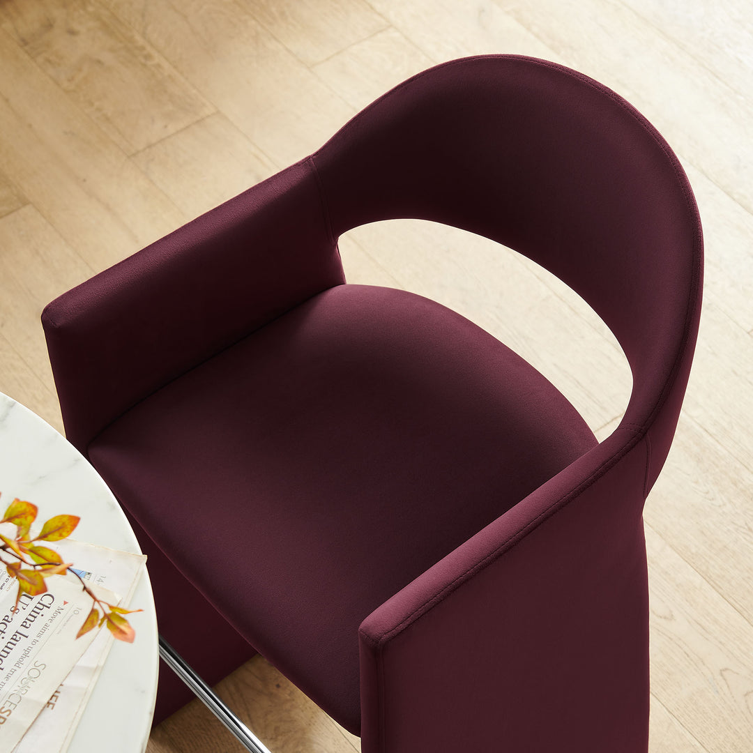 Talia 41 Inch Performance Velvet Bar Stool in Mulberry