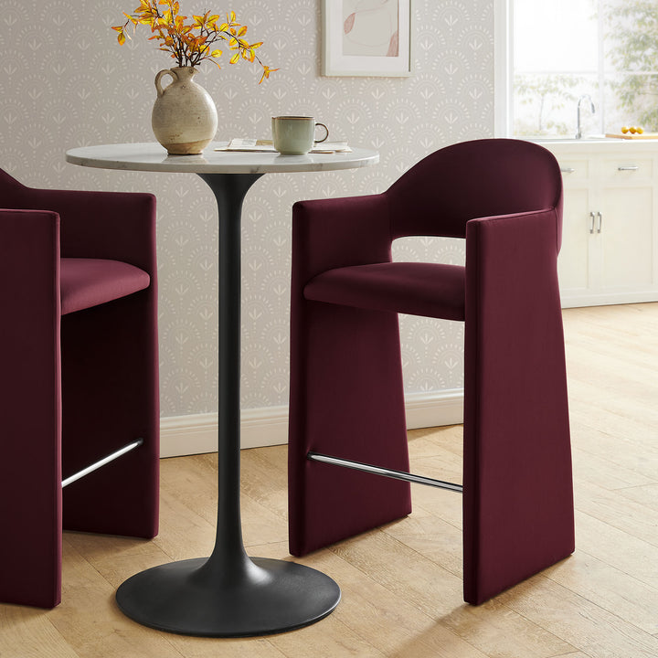 Talia 41 Inch Performance Velvet Bar Stool in Mulberry