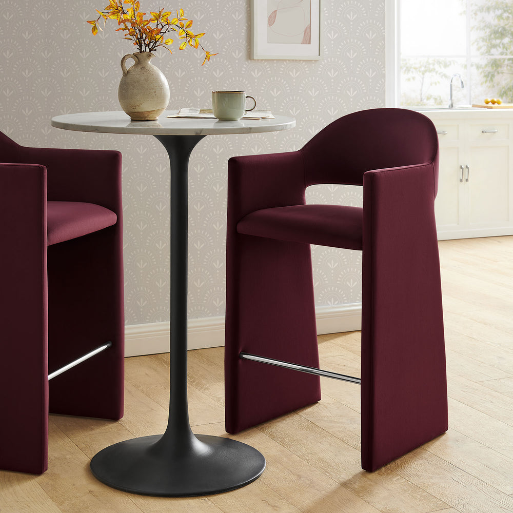 Talia 41 Inch Performance Velvet Bar Stool in Mulberry