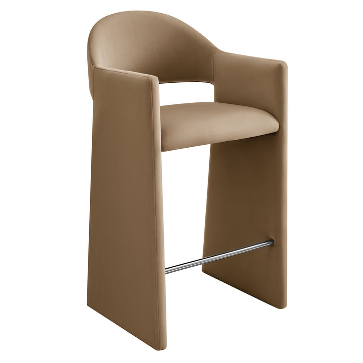 Talia 41 Inch Performance Velvet Bar Stool in Taupe