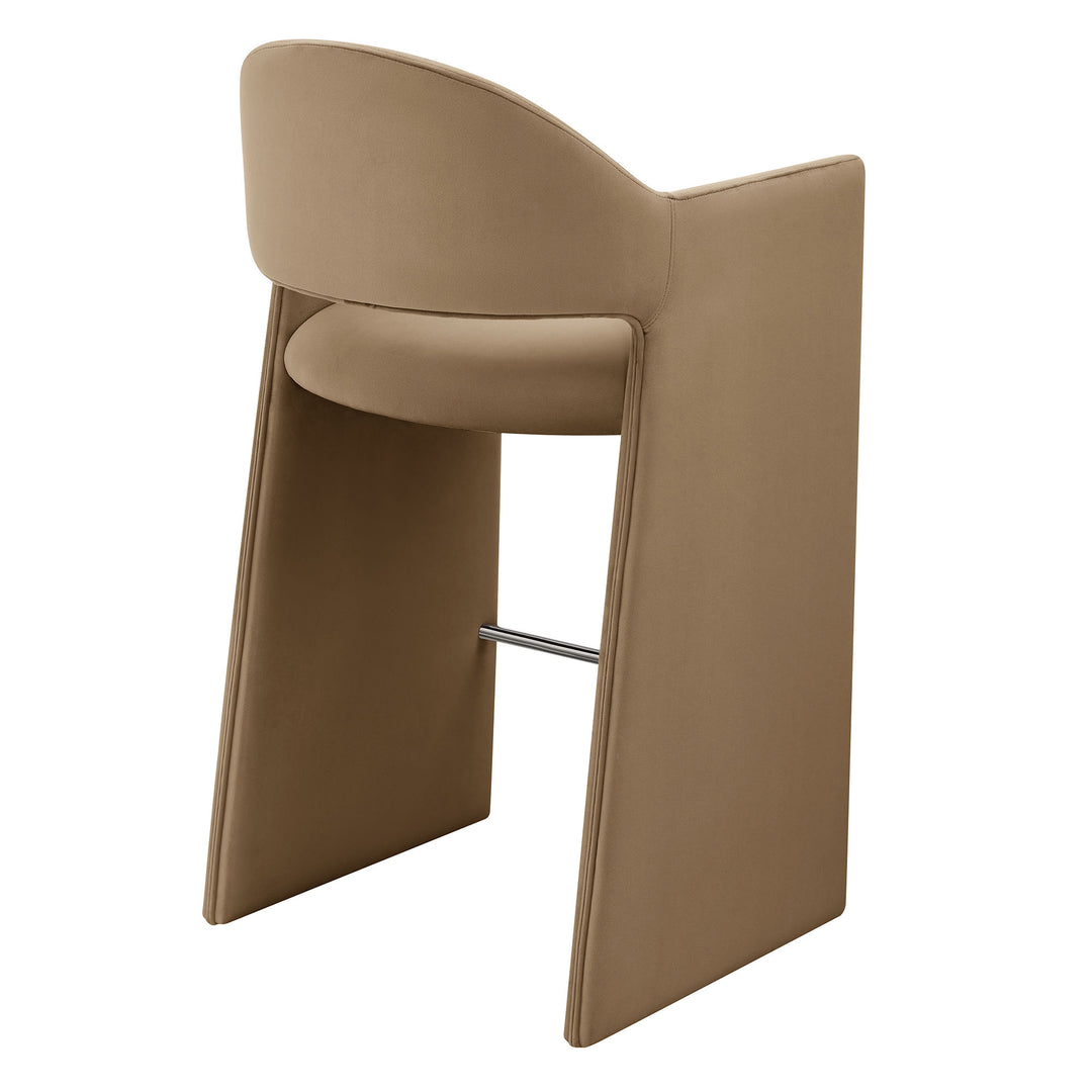 Talia 41 Inch Performance Velvet Bar Stool in Taupe