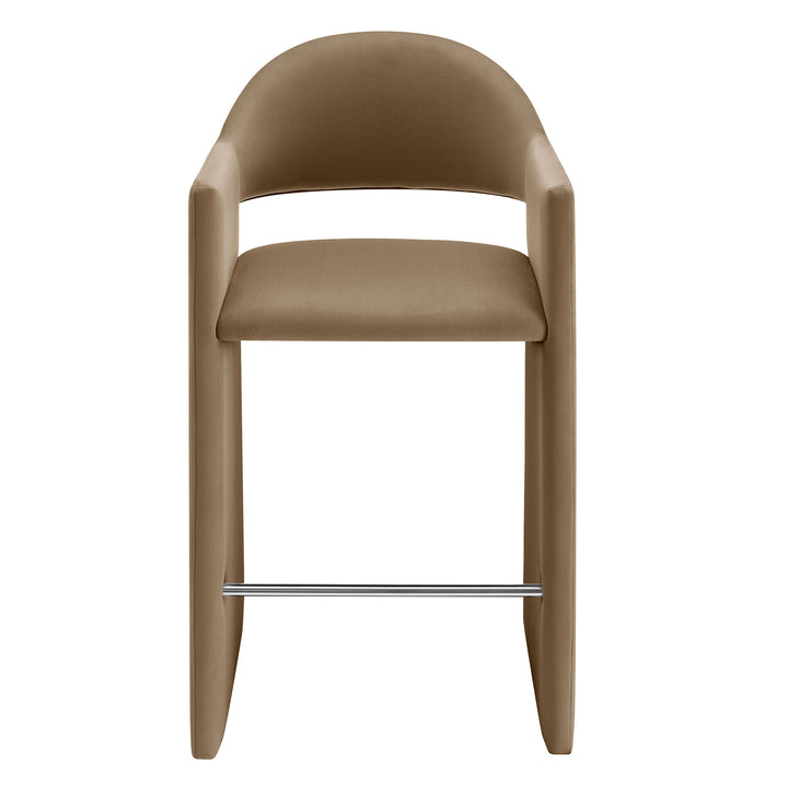 Talia 41 Inch Performance Velvet Bar Stool in Taupe