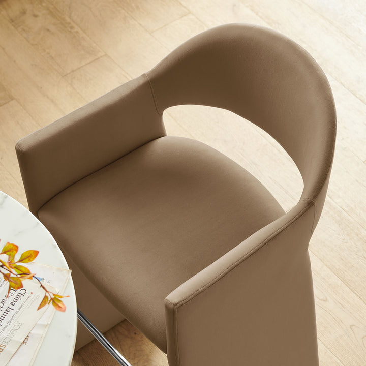 Talia 41 Inch Performance Velvet Bar Stool in Taupe