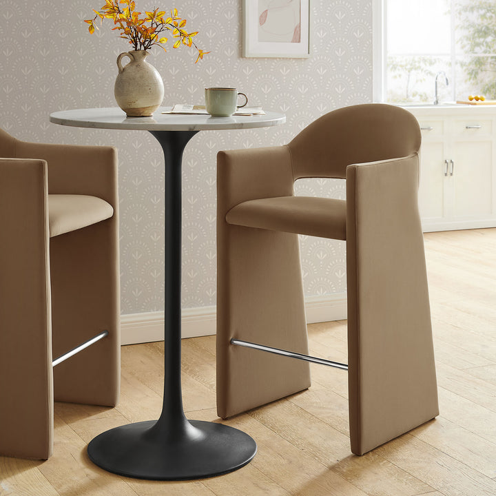 Talia 41 Inch Performance Velvet Bar Stool in Taupe