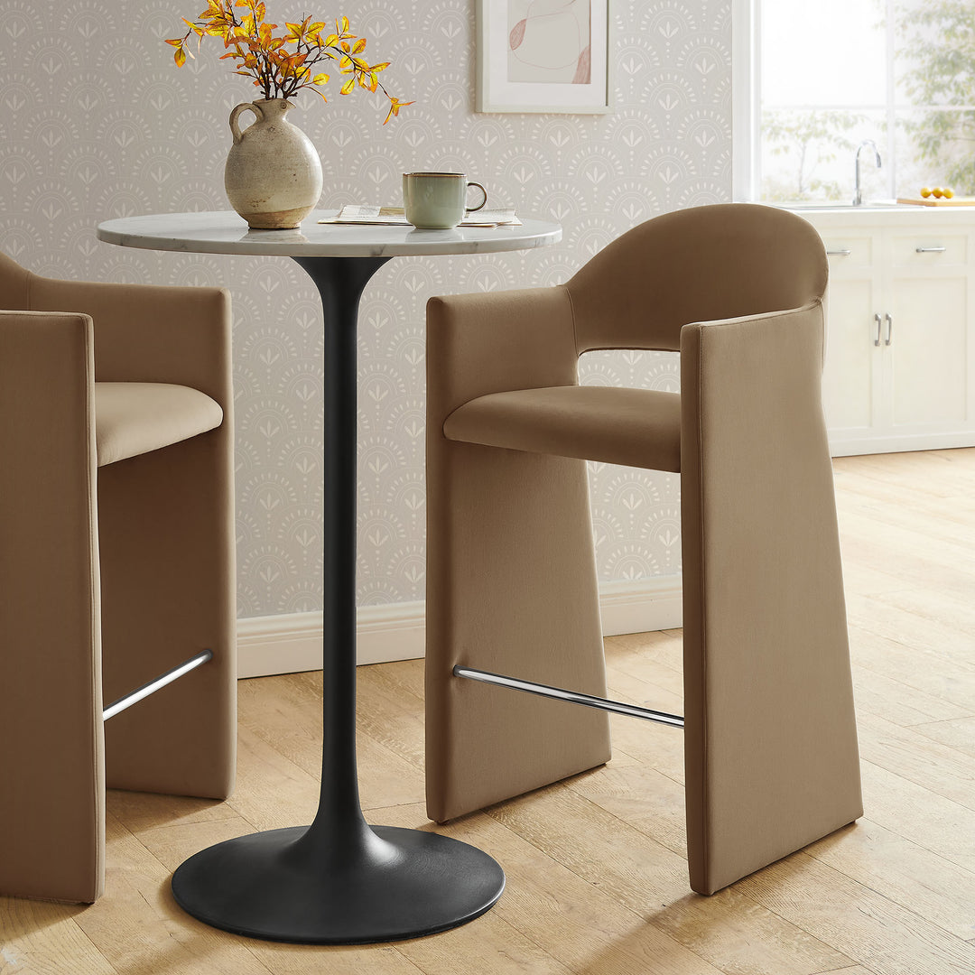 Talia 41 Inch Performance Velvet Bar Stool in Taupe