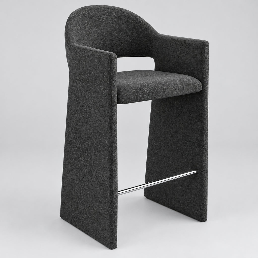 Talia 41 Inch Upholstered Fabric Bar Stool in Charcoal
