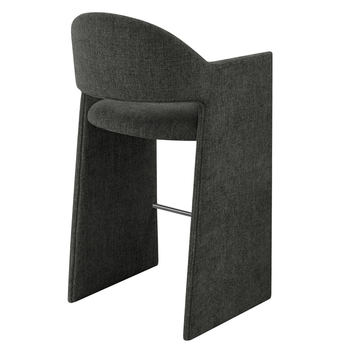 Talia 41 Inch Upholstered Fabric Bar Stool in Charcoal