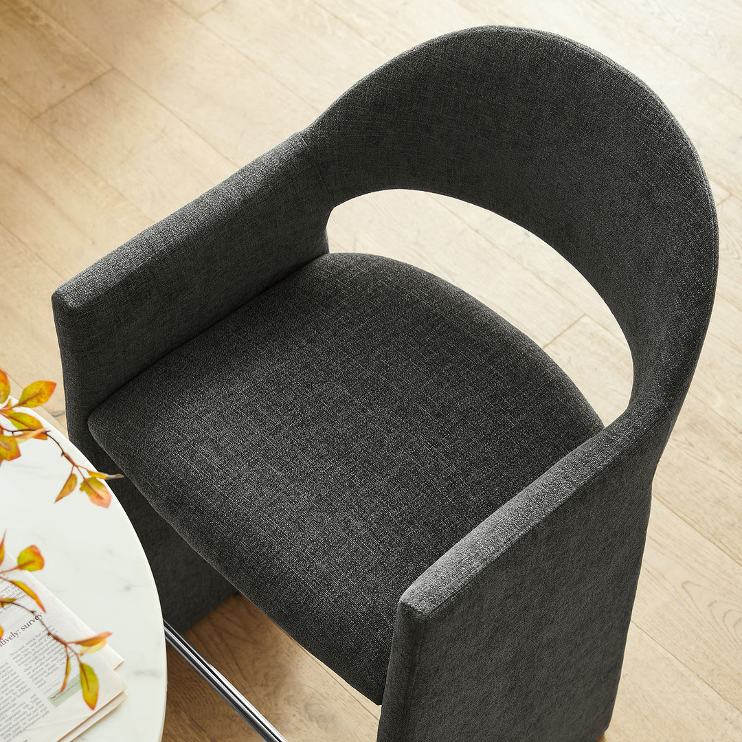Talia 41 Inch Upholstered Fabric Bar Stool in Charcoal