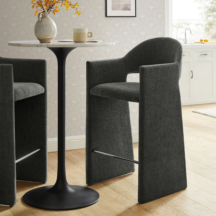Talia 41 Inch Upholstered Fabric Bar Stool in Charcoal