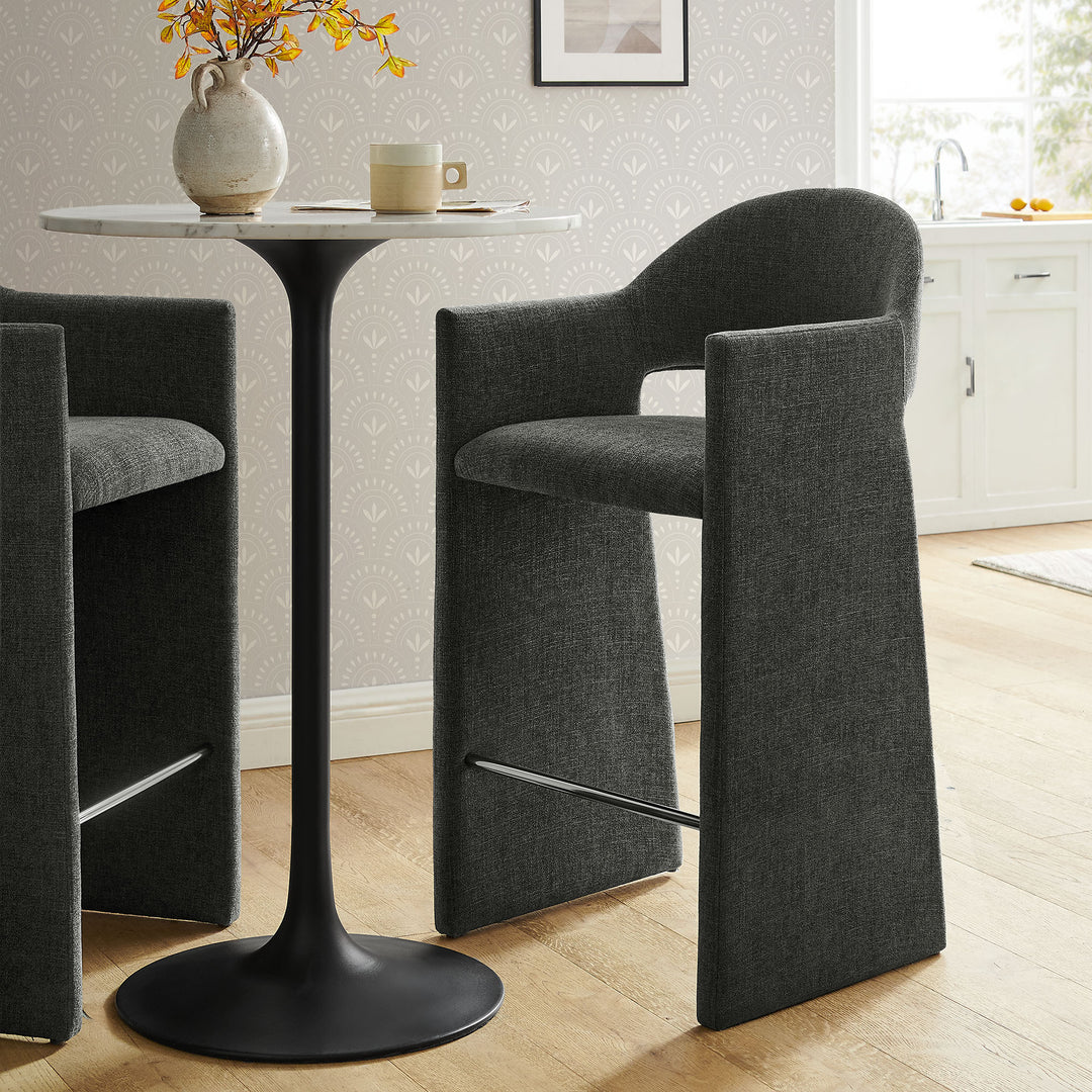 Talia 41 Inch Upholstered Fabric Bar Stool in Charcoal